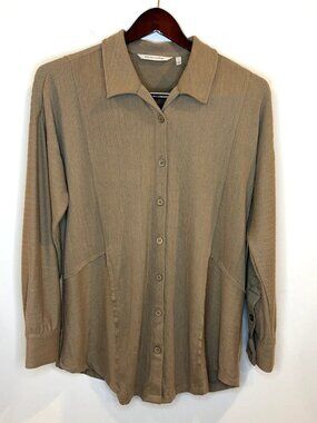 Soft Surroundings Knit Long Sleeve Shirt Tunic Sz L Textured Brown Lagenlook